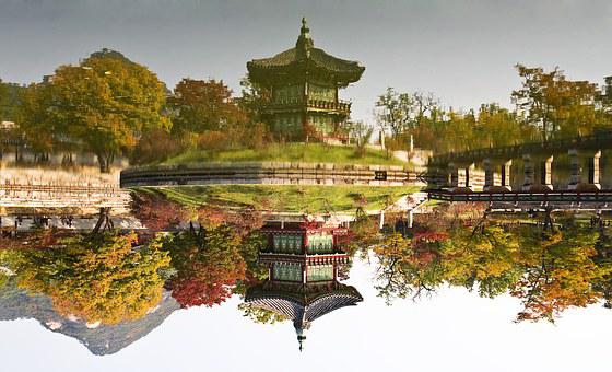 朝着花园, 景福宫, 传统, 构造, 屋面瓦, 文化遗产, 韩国, 大韩民国