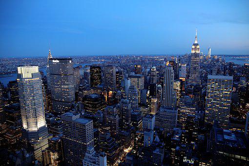 纽约, 城市, 摩天大楼, 美国, 建筑物, 结构, 曼哈顿, 天际线